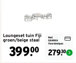 GAMMA Loungeset tuin Fiji groen/beige staal aanbieding