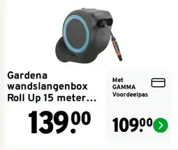 GAMMA Gardena wandslangenbox Roll Up 15 meter incl. tuinspuit aanbieding