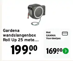 GAMMA Gardena wandslangenbox Roll Up 25 meter grijs/wit incl. tuinspuit aanbieding