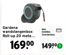 GAMMA Gardena wandslangenbox Roll-up 20 meter grijs blauw aanbieding