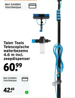 GAMMA Talen Tools Telescopische waterbezems 4.6 m incl. zeepdispenser aanbieding
