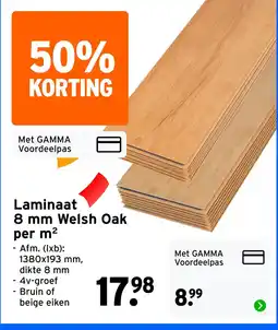 GAMMA Laminaat 8 mm Welsh Oak per m² aanbieding