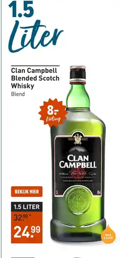 Gall & Gall Clan Campbell Blended Scotch Whisky 150CL aanbieding
