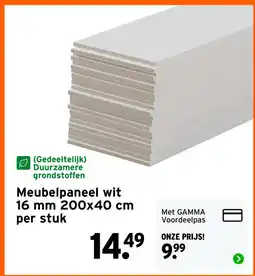 GAMMA Meubelpaneel wit 16 mm 200x40 cm aanbieding
