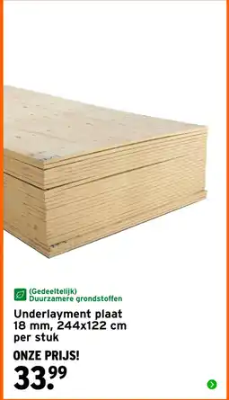 GAMMA Duurzamere grondstoffen Underlayment plaat 18 mm, 244x122 cm aanbieding