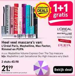 Etos Heel veel mascara's van: L'Oréal Paris, Maybelline, Max Factor, Rimmel en PUPA aanbieding