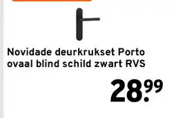 GAMMA Novidade deurkrukset Porto ovaal blind schild zwart RVS aanbieding