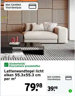 GAMMA Lattenwandtegel licht eiken 55.3x55.3 cm aanbieding