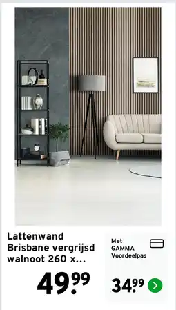 GAMMA Lattenwand Brisbane vergrijsd walnoot 260 x 52,6 cm dikte 18,5 mm (2 stuks) aanbieding