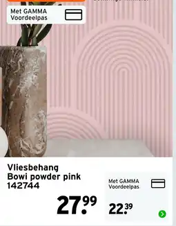 GAMMA Vliesbehang Bowi powder pink 142744 aanbieding