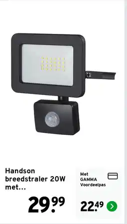 GAMMA Handson breedstraler 20W met bewegingssensor aanbieding