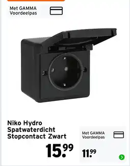 GAMMA Niko Hydro Spatwaterdicht Stopcontact aanbieding