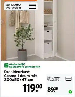 GAMMA Draaideurkast Cosmo 1 deurs wit aanbieding