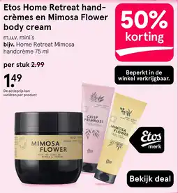 Etos Etos Home Retreat hand- crèmes en Mimosa Flower body cream aanbieding