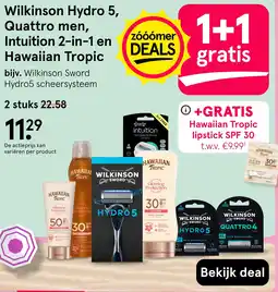 Etos Wilkinson Hydro 5, Quattro men, Intuition 2-in-1 en Hawaiian Tropic aanbieding