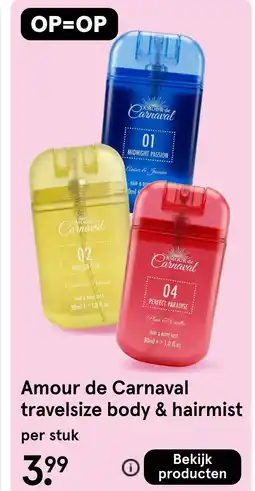 Etos Amour de Carnaval travelsize body & hairmist aanbieding