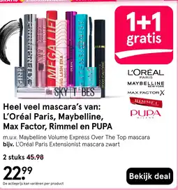 Etos Heel veel mascara's van: L'Oréal Paris, Maybelline, Max Factor, Rimmel en PUPA aanbieding