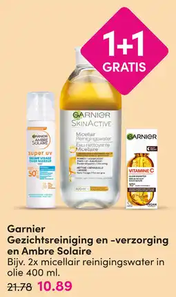 DA Garnier Gezichtsreiniging en -verzorging en Ambre Solaire aanbieding