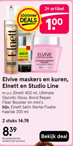 Etos Elvive maskers en kuren, Elnett en Studio Line aanbieding