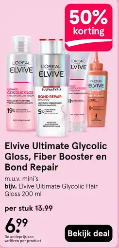 Etos Elvive Ultimate Glycolic Gloss, Fiber Booster en Bond Repair aanbieding