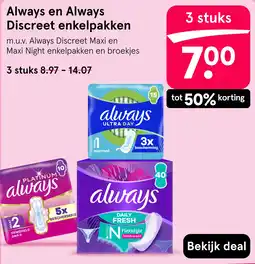 Etos Always en Always Discreet enkelpakken aanbieding