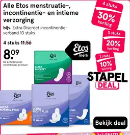 Etos Alle Etos menstruatie-, incontinentie- en intieme verzorging aanbieding