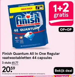 Etos Finish Quantum All In One Regular vaatwastabletten 44 capsules aanbieding