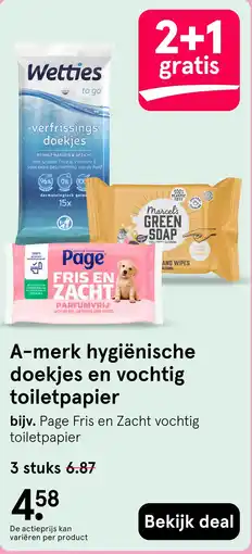 Etos A-merk hygiënische doekjes en vochtig toiletpapier aanbieding