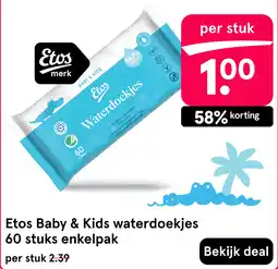 Etos Etos Baby & Kids waterdoekjes 60 stuks enkelpak aanbieding