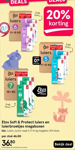 Etos Etos Soft & Protect luiers en luierbroekjes megaboxen aanbieding