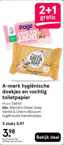 Etos A-merk hygiënische doekjes en vochtig toiletpapier aanbieding