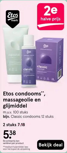 Etos Etos condooms, massageolie en glijmiddel aanbieding