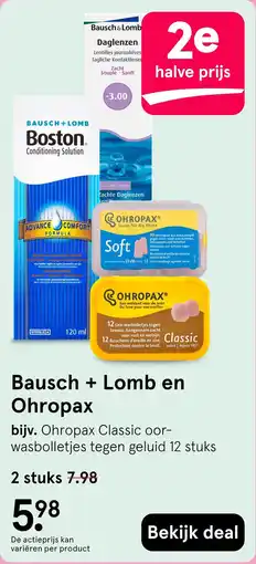 Etos Bausch + Lomb en Ohropax aanbieding