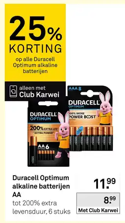 Karwei Duracell Optimum alkaline batterijen AA aanbieding