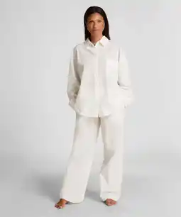 Hunkemoller Hunkemöller Pyjamabroek Katoen Seersucker Wit aanbieding