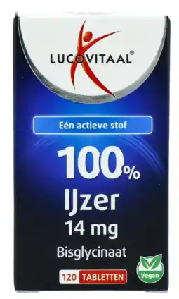 De Online Drogist Lucovitaal 100% IJzer 14 mg Bisglycinaat Tabletten aanbieding
