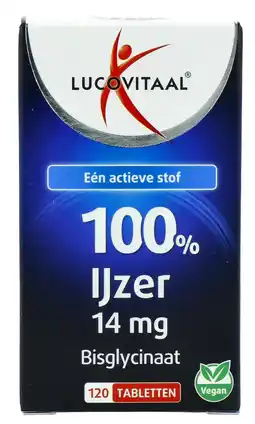 De Online Drogist Lucovitaal 100% IJzer 14 mg Bisglycinaat Tabletten aanbieding