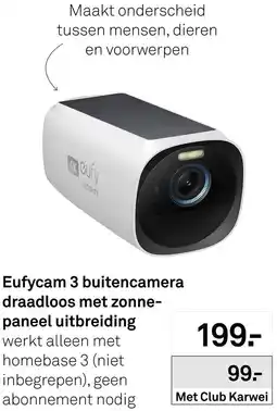 Karwei Eufycam 3 buitencamera draadloos met zonnepaneel uitbreiding aanbieding