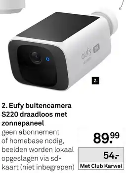 Karwei Eufy buitencamera S220 draadloos met zonnepaneel aanbieding