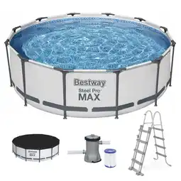 Van Cranenbroek Zwembad Steel Pro Max Ø457 x 122 cm met pomp, ladder en afdekhoes Bestway aanbieding