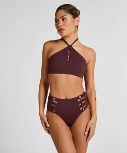 Hunkemoller Hunkemöller High Waisted Bikinibroekje Panama Paars aanbieding