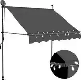 Bol.com vidaXL - Luifel - handmatig - uitschuifbaar - met - LED - 200 - cm - antracietkleurig aanbieding