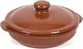 Bol.com Gerimport Mini ovenschaal/stoofpot - 2x - Oviedo - aardewerk - D13 x H4 cm - met deksel - bruin aanbieding