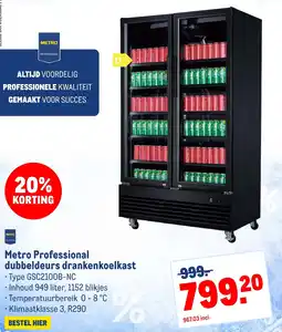 Makro Metro Professional dubbeldeurs drankenkoelkast aanbieding