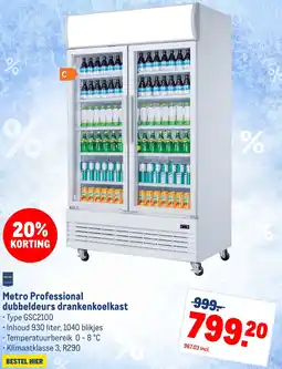 Makro Metro Professional dubbeldeurs drankenkoelkast aanbieding