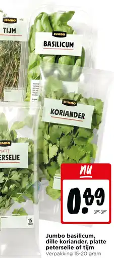 Jumbo Jumbo basilicum, dille koriander, platte peterselie of tijm aanbieding