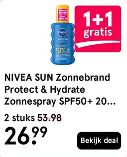 Etos NIVEA SUN Zonnebrand Protect & Hydrate Zonnespray SPF50+ 20 aanbieding