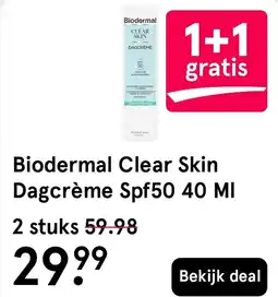 Etos Biodermal Clear Skin Dagcrème Spf50 aanbieding