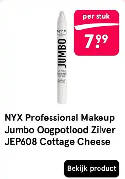 Etos NYX Professional Makeup Jumbo Oogpotlood Zilver JEP608 Cottage Cheese aanbieding