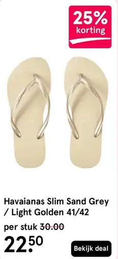 Etos Havaianas Slim Sand Grey / Light Golden 41/42 aanbieding